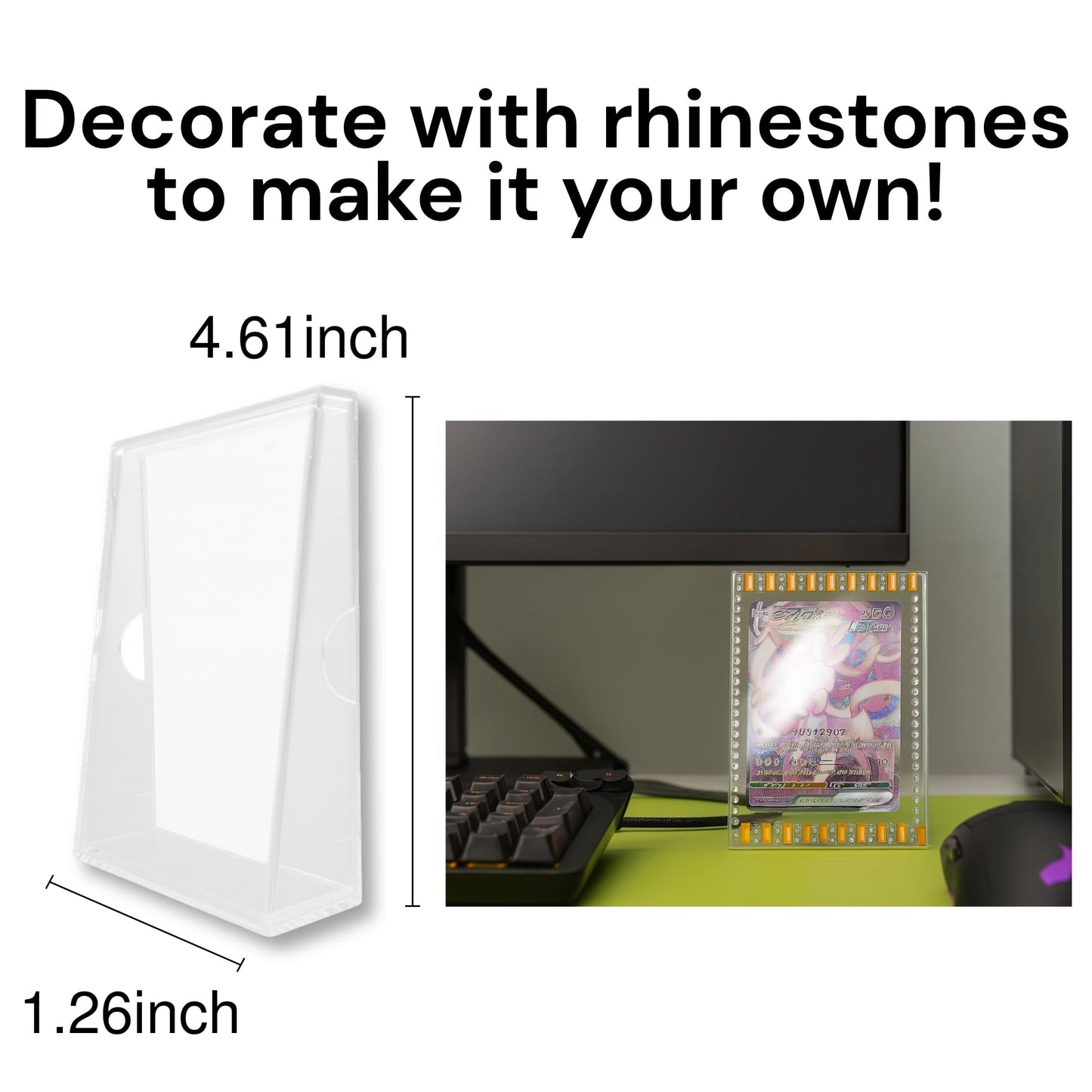 [2 Pack] Hyper Matte Sleeves Clear (66?91mm / 2.5 x 3.5  128 pcs) Card Sleeves + 1 Acrylic Trading Card Display Stand | Made in Japan | Gift Set | Perfect for Standard Size Trading Cards