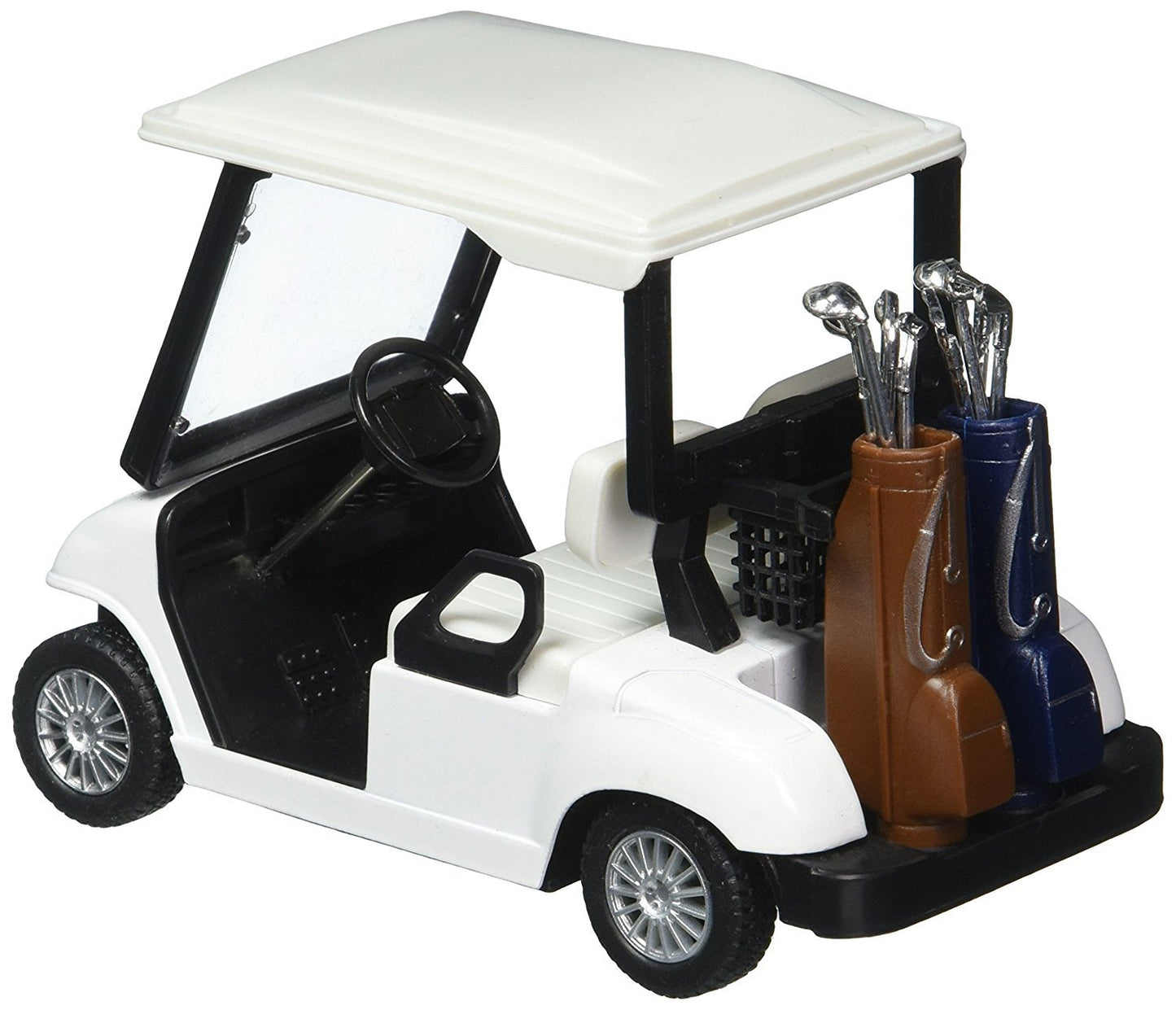 KinsFun Die Cast Metal Golf Cart Toy Car - White, 4½" Pullback Action, Durable Plastic