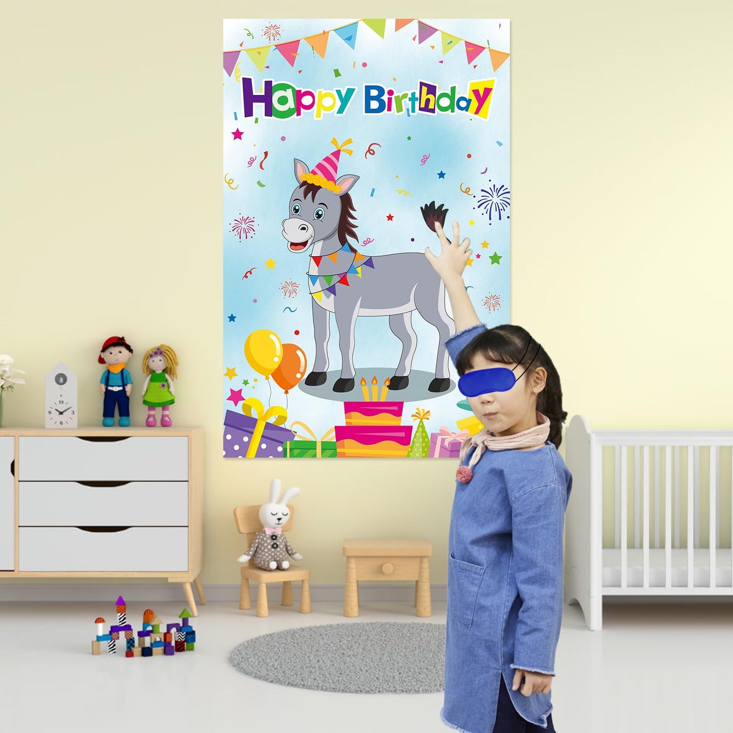 Pin The Tail On The Donkey Birthday Party Games For Kids With 50 Tail Stickers Large Happy Birthday Donkey Games Poster Carnival Birthday Party Decorations Supplies