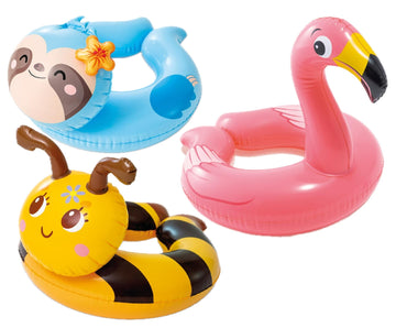 Intex, 43234-2327 3 Pack 59220Ep - Animal Head Split Ring Pool Floats Bundle Includes Frog, Duck, Penguin, Giraffe, Frog, Penguin (Style May Vary)