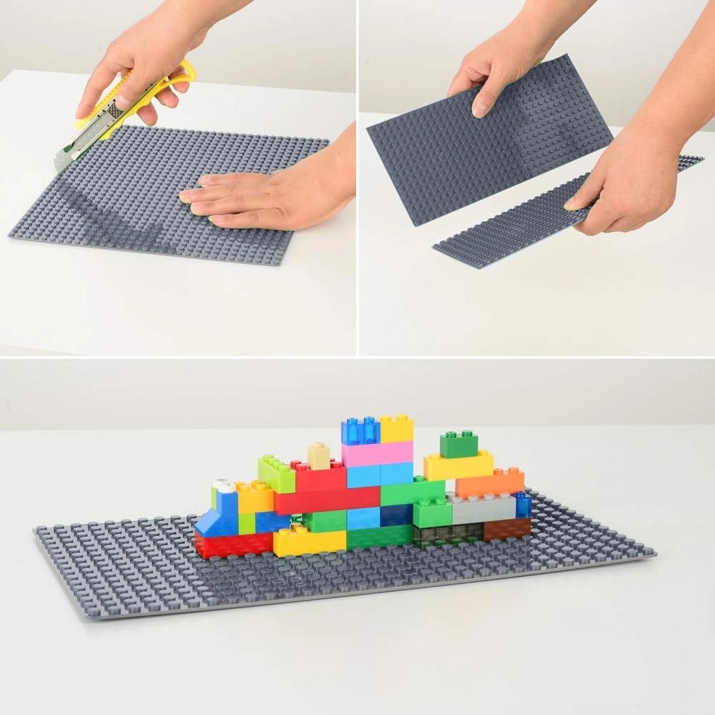 MIMAX Peel-and-Stick Baseplates 2PCS (10x10)  Toy Building Brick Blocks Base Plates  Self Adhesive Baseplate for All Major Brands  Build On Table Wall (Black)