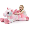 Tezituor 43 Inch Rainbow Pink Unicorn Stuffed Animal with Wing  Giant Stuffed Unicorn Plush Toys for Girls Kids Boys Women Soft Plushie Gifts for Valentines Day Christmas  Birthday Party
