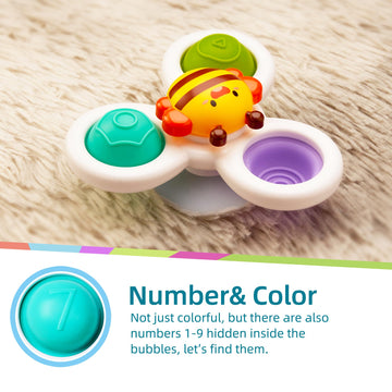 Likee Strong Suction Cup Fidget Spinnerz Sensory Bath Toys For Baby 6 12 18 Months Airplane Car Travel Table & Window Toys For 1 2 Year Old Toddler Boys And Girls (Farm)