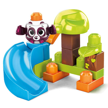 Mega Bloks Peek A Blocks Panda Slide With Big Building Blocks, Building Toys For Toddlers (14 Pieces)