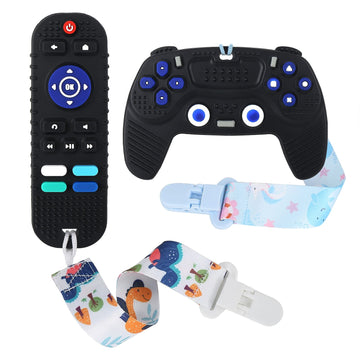 Thooke Remote Teether For Baby, 2Pcs Silicone Teething Toys For Infant Toddler 0-12 Months, Game Control Chew Gel Gifts For Newb