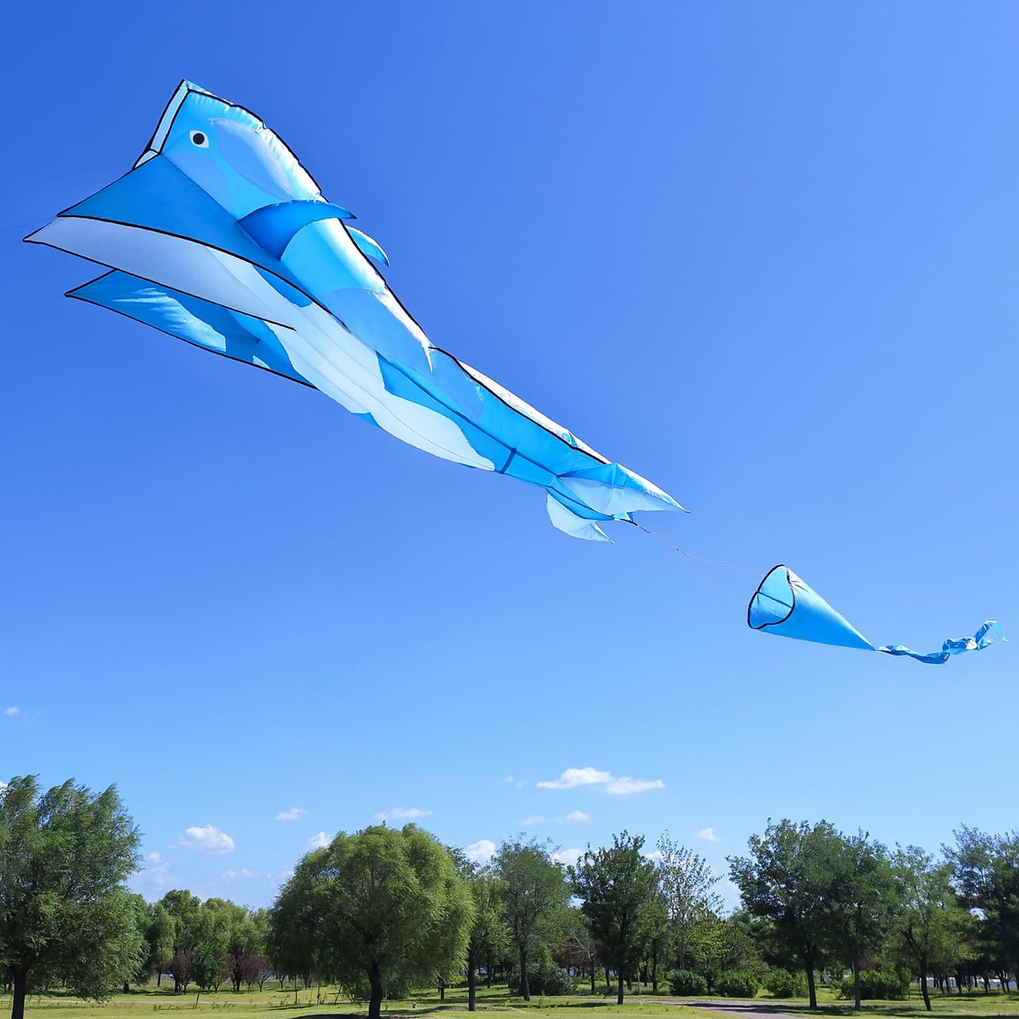 Kaiciuss Orcas Kite For Kids & Adults - Large 3D Single Line Beach, Huge Frameless Soft, Giant Parafoil Whale Breeze - 300Ft Str