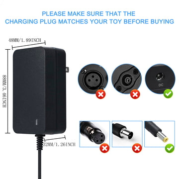 TUAGUI 24V Battery Charger for Ride-On Toys, Kids SUV Car Accessories, Black, Compatible with 24 Volt Ride-On Vehicles