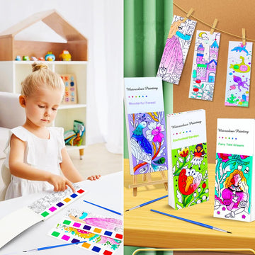 Baoxue 4Pack Water Color Paint Sets For Kids, Pocket Watercolor Painting Book, Paint With Water Books For Toddlers, Art Craft Set For Drawing With Brush