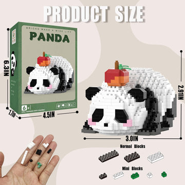 Mjddja Mini Building Blocks- Lying Panda With Fruit, Party Favors- Micro Blocks Panda Toy For Kids 6 7 8 9 10+, Mini Blocks Buil
