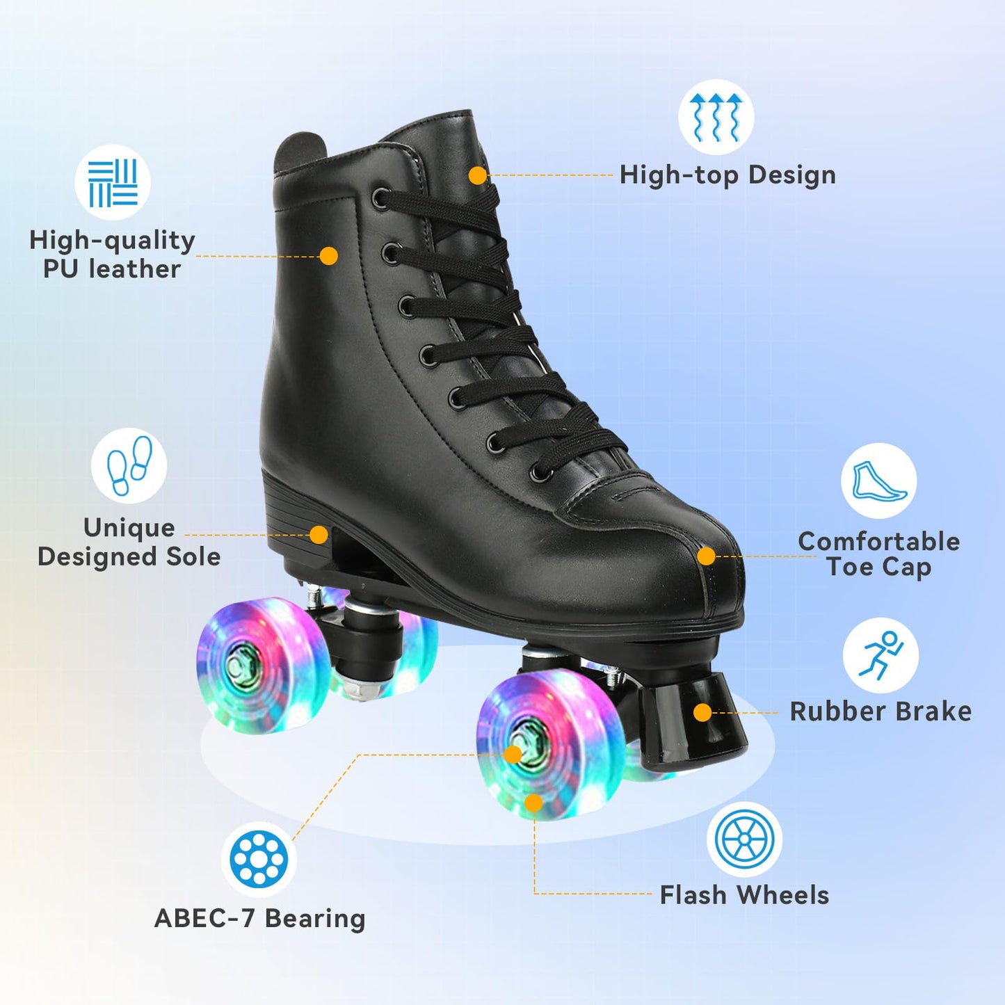 Xudrez Roller Skate Shoes For Women Men Pu Leather High-Top Double-Row Roller Skates For Beginner, Professional Indoor Outdoor R