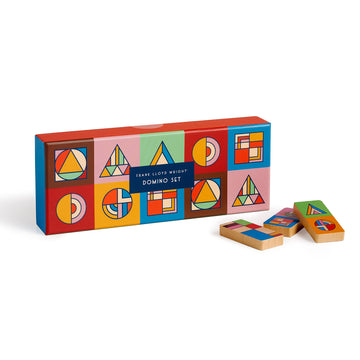 Galison Frank Lloyd Wright Domino Set - 28 Double Sided Colorful Geometric Patterned Wooden Domino Pieces