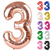 Rose Gold Number 3 Balloon 40 Inch, 3 Balloon Number, 3Rd Birthday Decorations, Rose Gold Party Supplies For Boys Girls