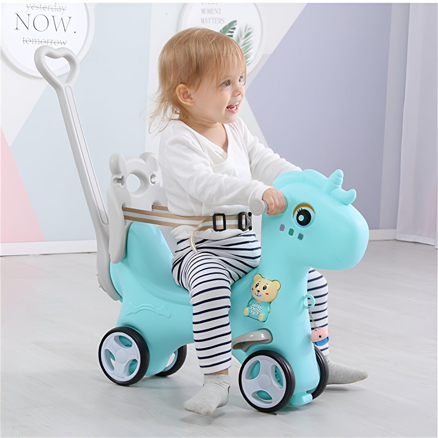 Legendstone Rocking Horse for Toddlers, 4-in-1 Ride-On Toy, Large, Blue, HDPE Plastic