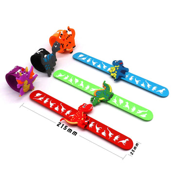Paituend Dinosaur Slap Bracelets For Kids Party Favors-Dinosaur Theme Goodie Bag Stuffers(6Pack) For Boys&Girls Dinosaur Theme P