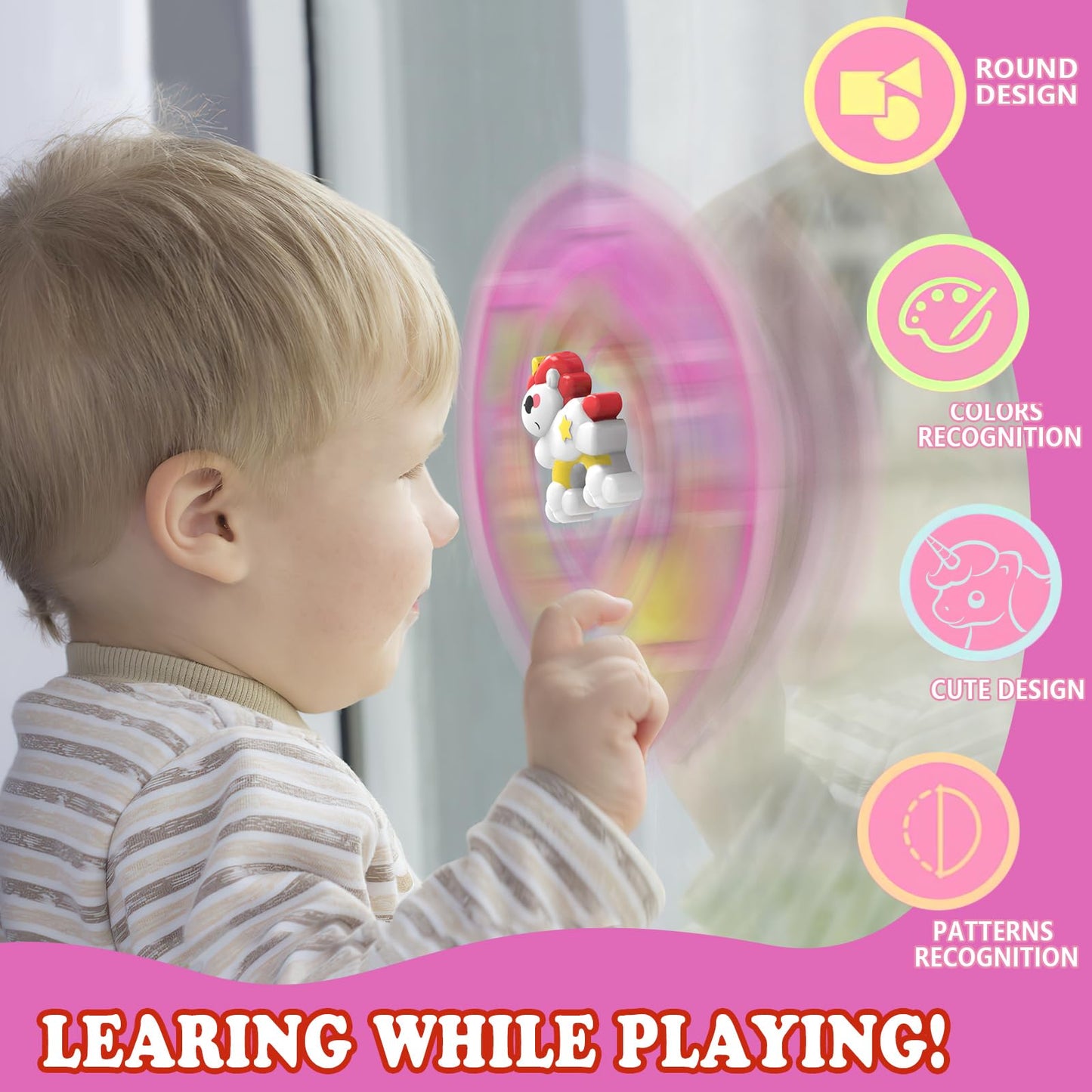 3PCS Suction Cup Fidget Spinner for Babies,Toddler Bath Toys,Airplane Car Travel Table & Window Sensory Toys for Toddlers,1 2 Ye