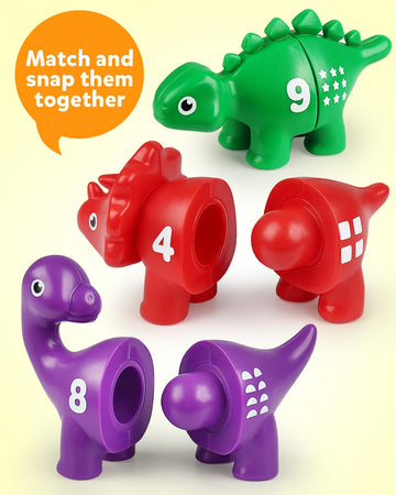 Coogam Numbers Matching Game 10Pcs, 123 Counting Dinosaur Toys, Educational Preschool Montessori Fine Motor Skill Mathematics Learning Toys For 2 3 4 Years Old