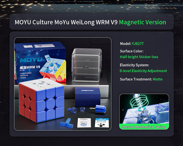 Cubershop Moyu Wrm V9 Magnetic 3X3 Speed Cube, Stickerless, 2023 Flagship, Dual Adjustment System, Superior Stability, Includes Cube Stand & Instructions, Kid Gift