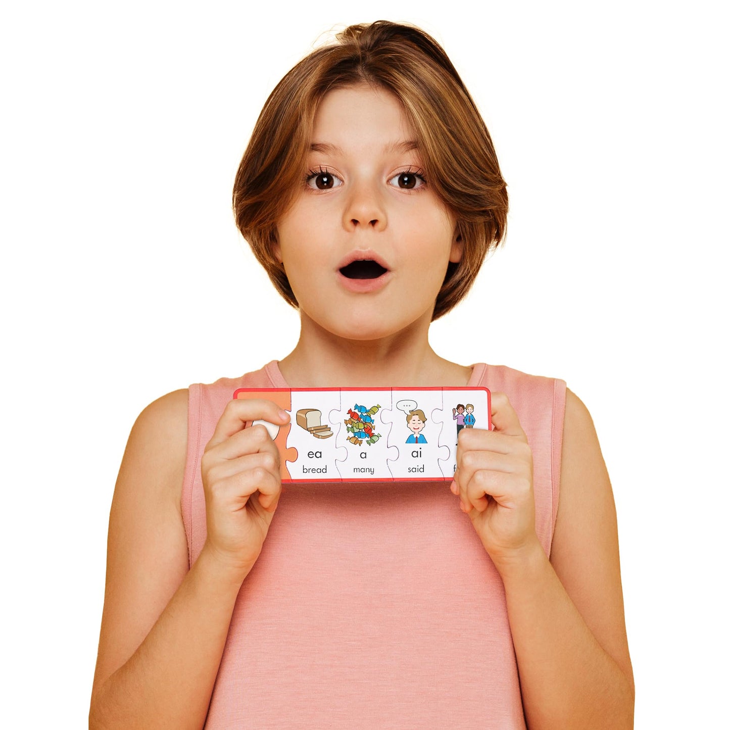Junior Learning Vowel Puzzles - Match Long & Short Vowels With Similar Sounds, Multicolor
