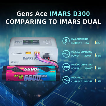 Gens Ace Imars D300 Lipo Battery Charger G-Tech Series Dual Lipo Charger 16A Ac 300W / Dc 700W Smart Balance Charger For Rc Car