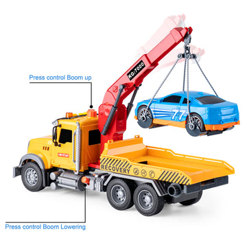 haomsj Big Cement Mixer Toy Truck with Lights Sounds and Working Parts, Friction Powered Push & Go Construction Vehicles for Tod