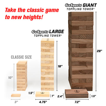 Gosports Giant Wooden Toppling Tower - Stacks Up To 5 Ft - Brown Wood Stain