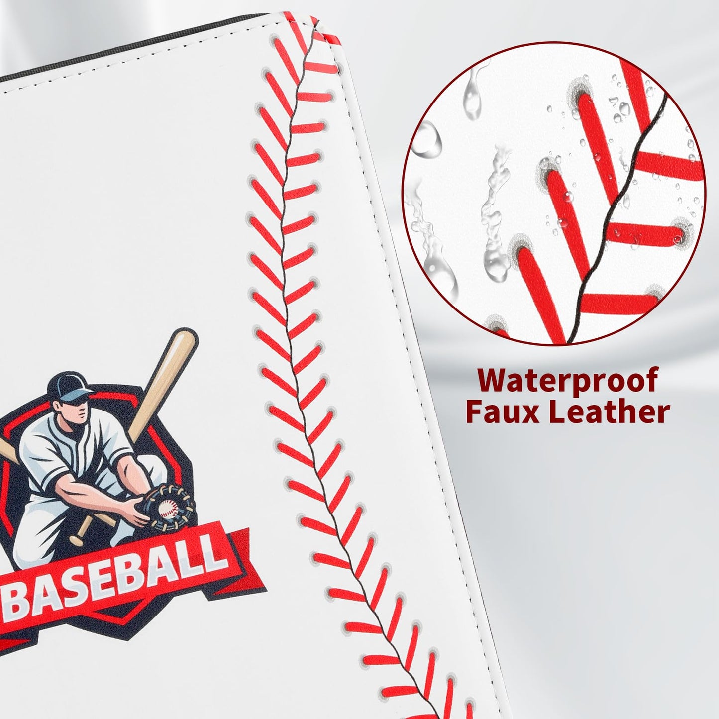 Baseball Trading Card Binder 9 Pocket  enhanced Zip Trading Card Binder  Waterproof 720 Double Sided Pocket PU Collection Binder  Card Album for YuGiOh  MTG  TCG  Game Cards & Sports Cards (White 3)