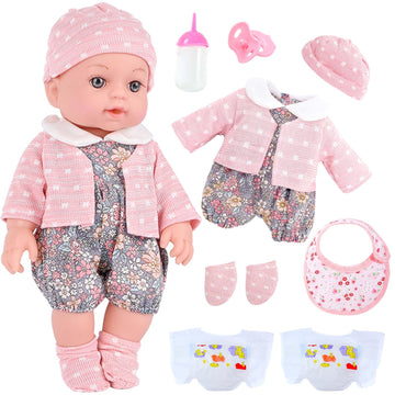 Uzidbto Realistic Baby Doll Set In Gift Box - 12 Inch Newborn Alive Baby Doll With Accessories And Clothes With Pacifier Feeding