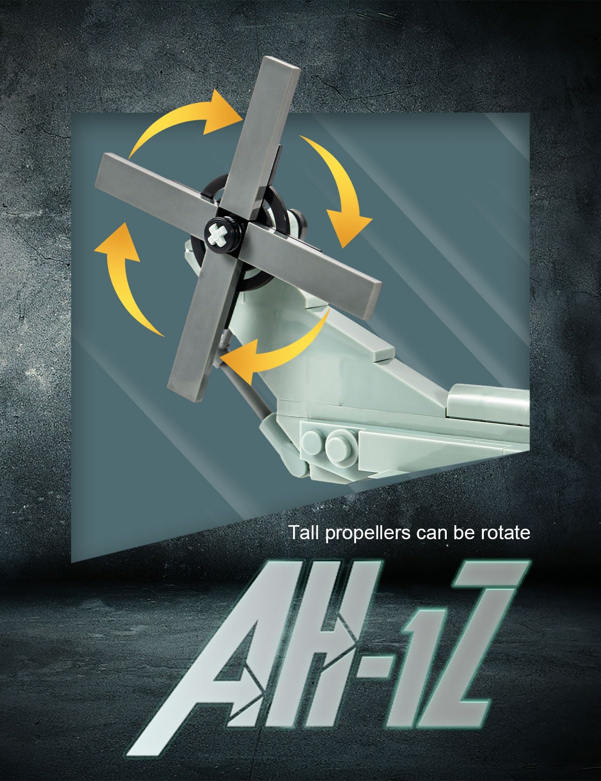 SEMKY AH-1Z Helicopter Building Block Set - 597 Pieces, Large Plastic Military Toy for Kids and Adults