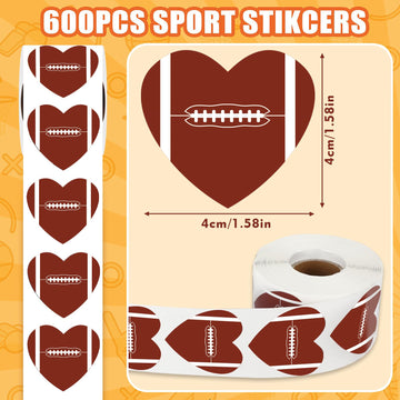 FEBSNOW Sports Stickers for Kids, 600pc Self-Adhesive Valentines & Football Stickers for Sports Events & Decorations
