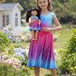 Bow Dream Girl Dress and Matching American Girl Doll Clothes Accessories Rainbow Mermaid Unicorn Size 120