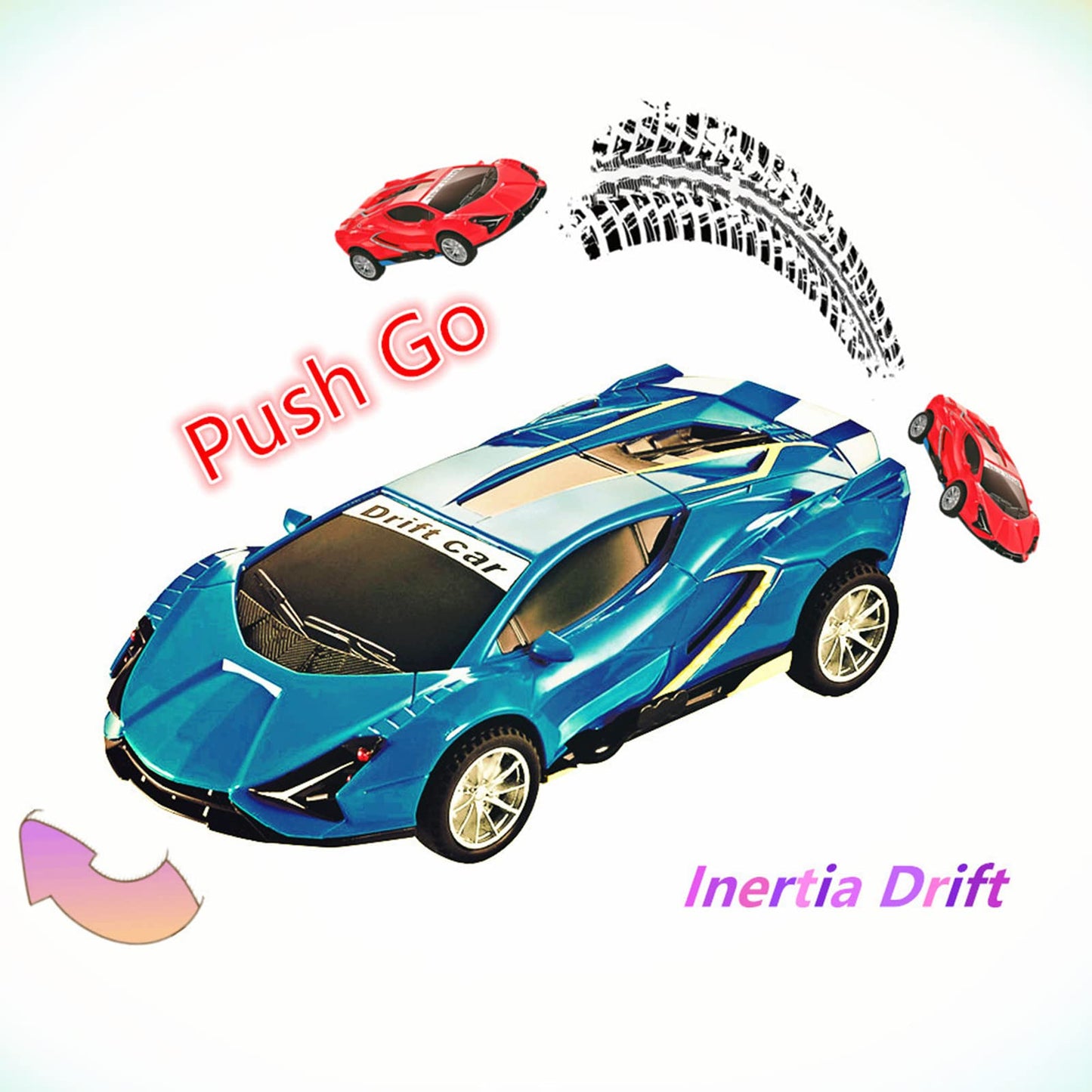 Johehe Inertia Drift Car Toy For Kids 3-6 Year Boys And Girls Model Car,2 Pack Push Go Friction Powered Vehicles Stunt Cars, Tod