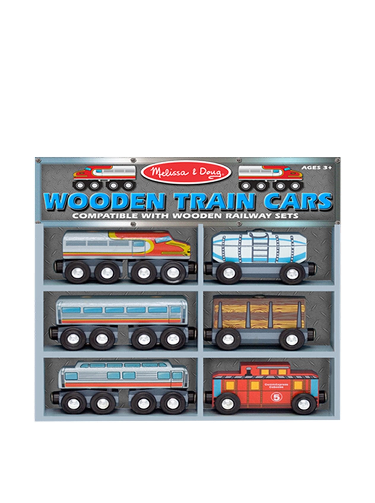 Melissa & Doug Wooden Train Cars Set
