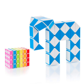 Cubidi® Magic Snake Cube | Fidget Snake Toy For Kids | Travel Toys For Kids Ages 4-8 | Great Gift For Boys And Girls Birthday, Christmas, Stocking Stuffers - 48 Blocks | 0.9 Inch X 0.7 Inch | Blue