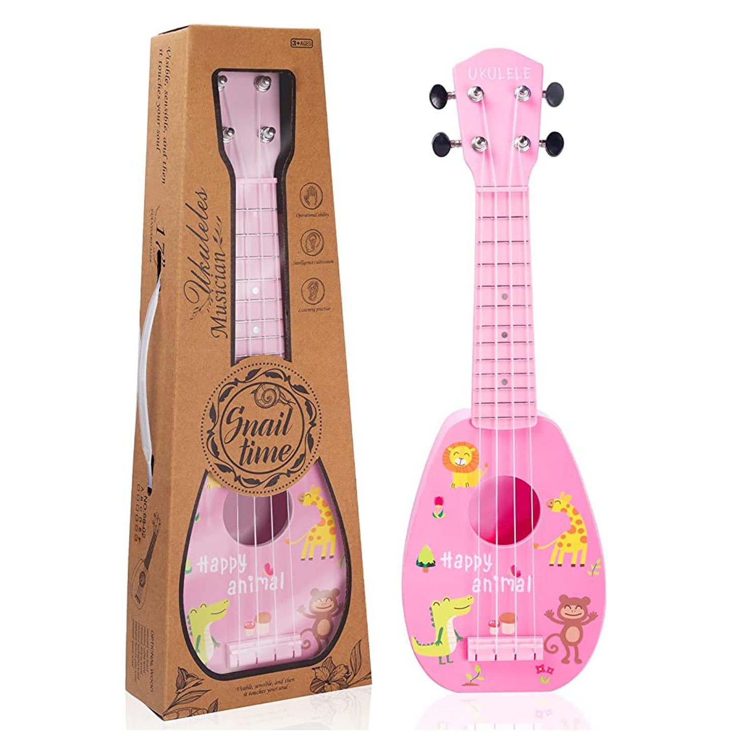 17 Inch Kids Ukulele Guitar Toy 4 Strings Mini Children Musical Instruments Educational Learning Toy For Toddler Beginner Keep Tone Anti-Impact Can Play With Picks/Strap/Primary Tutorial