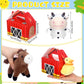 Fainne 12 Pcs Farm Animal Boxes with 12 Pcs Mini Plush Pet Set Adopt a Farm Treat Boxes Foldable Gift Pet Theme Stuffed for Birt
