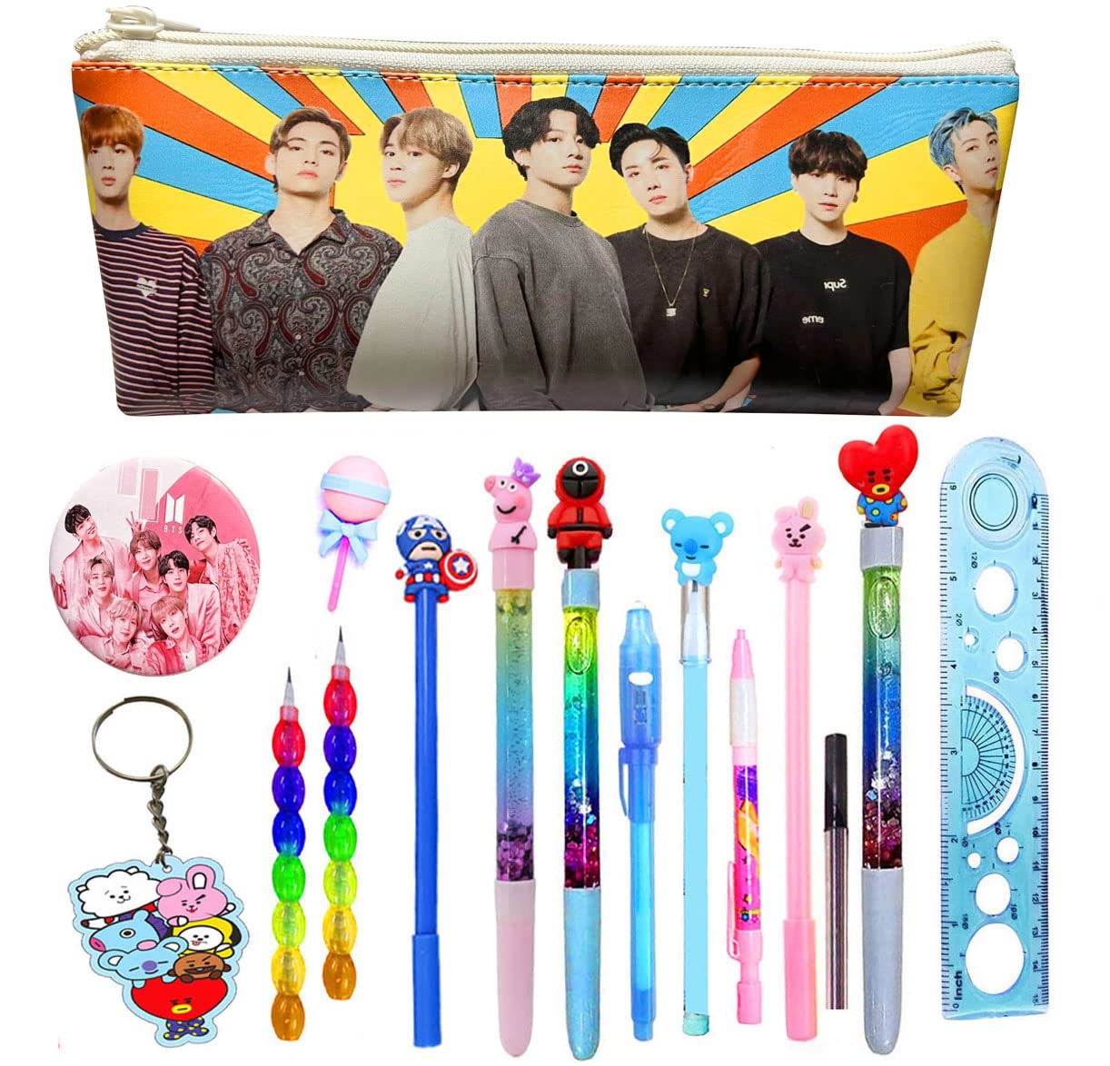 Kobbet 16 Pcs Pencil Box Bts Pencil Case Bt 21 Stationery Set For Kids For School, Party Favor Return Gift Set, Birthday Gift Se