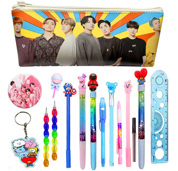 Kobbet 16 Pcs Pencil Box Bts Pencil Case Bt 21 Stationery Set For Kids For School, Party Favor Return Gift Set, Birthday Gift Se