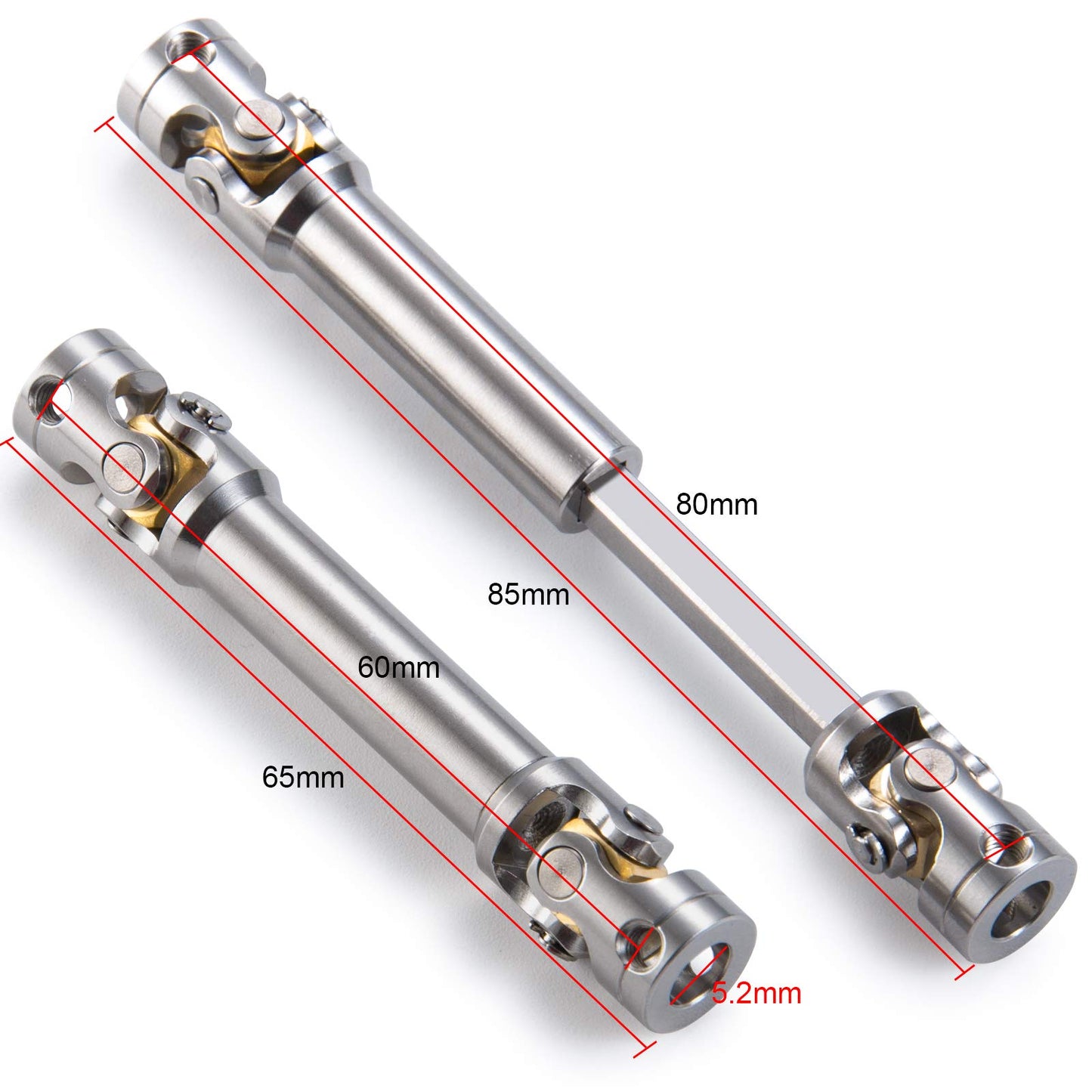 RC-Hub 1Pcs RC Driveshafts Metal Drive Shaft 45-50/47-57/55-67/60-80mm for 1:14 Tamiya Trailer Tractor Truck RC Crawler Car (60-