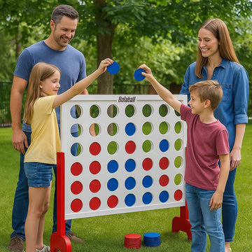Bolaball Giant Wooden 4-In-A-Row Game - 4Ft Jumbo Connect Game For Kids & Adults, Indoor & Outdoor Fun, Durable Design For Famil