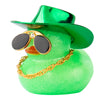 wonuu Car Rubber Duck, Dashboard Decorations Colorful Laser Cowboy Hat Ducky for Car Ornament Accessories Ducks with Hat, Neckla