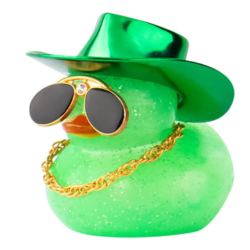 wonuu Car Rubber Duck, Dashboard Decorations Colorful Laser Cowboy Hat Ducky for Car Ornament Accessories Ducks with Hat, Neckla