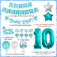 10Th Birthday Decorations For Girls Teal, Double Digits Party Supplies Turquoise Banner Cake & Cupcake Toppers Number 10 Helium