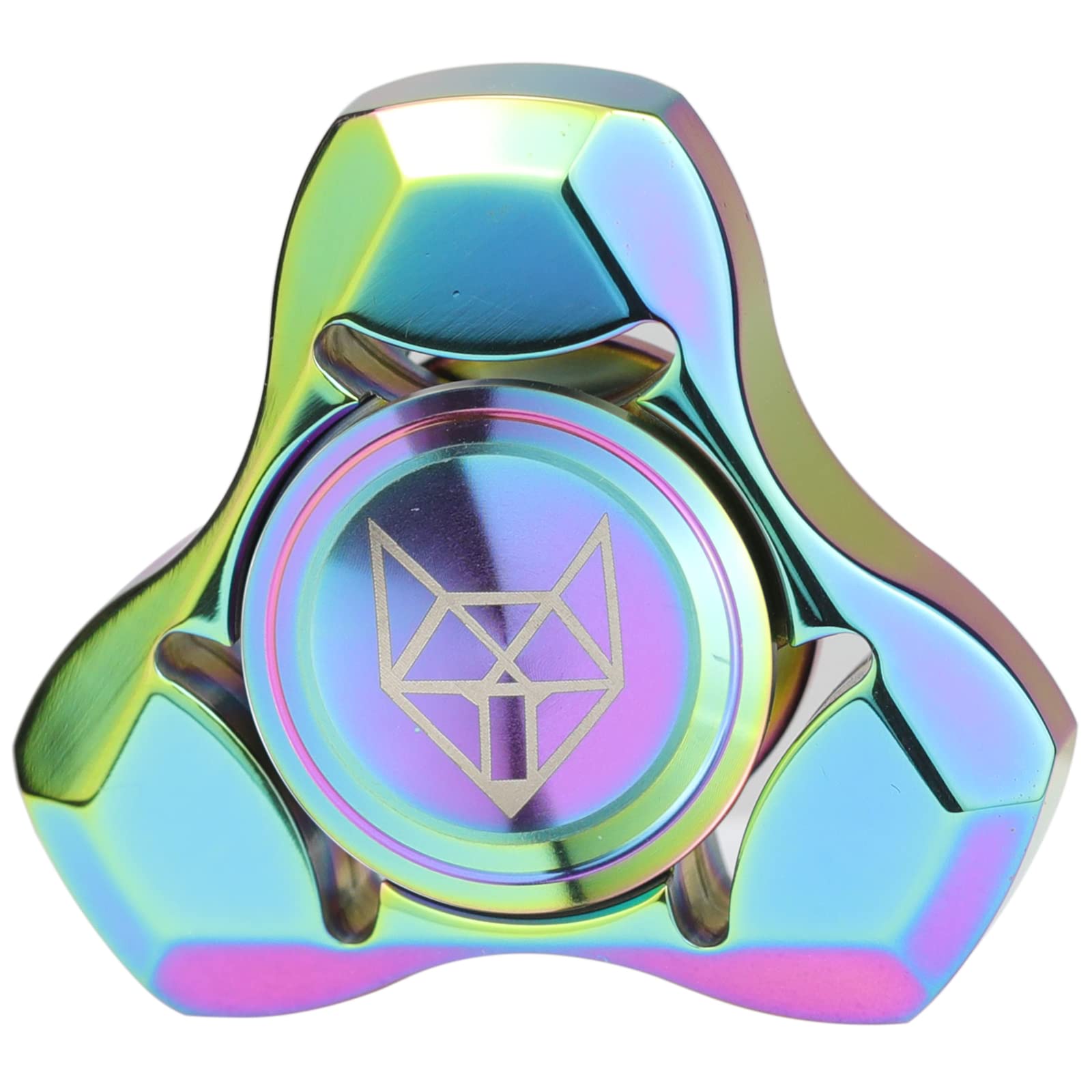 Freelove Metal Fidget Spinner, Stainless Steel Heavy, Long Spinning Toys, Cool Silent, Small Mini Fox Figette Spiner For Adults Men Anxiety, Quiet Bearing, Rainbow