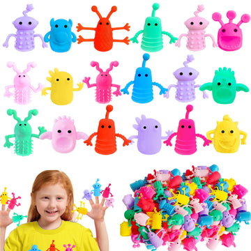 30Pcs Monster Finger Puppets Toys,Cute Rubber Finger Doll Toys,Mini Rubber Stretchy Fidget Bath Toy For Party Favors,Easter,Halloween,Christmas,Random Colors Styles