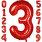 Paticool 40 Inch Red Number Balloon 3, Large Number Foil Balloons Mylar For Girl Boy Birthday Party Celebration Decorations Supp