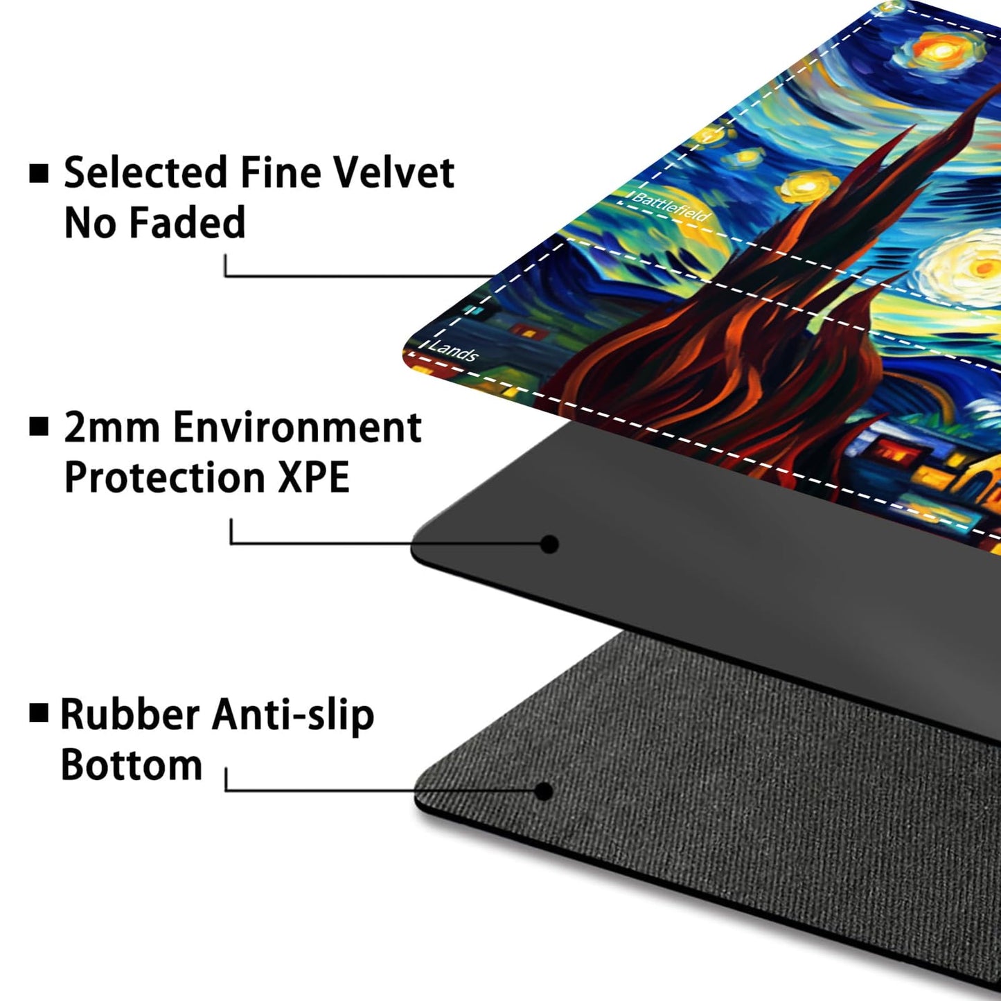 for MTG Card Playmat with Zone Game Play Mat for MTG TCG 24 x 14 inches Non-Slip Play Mat for Commander Board RPG CCG Game TCG Other Card Games/Mouse Pad-Art Moon