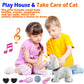 White Leash Walking Cat Set Singing That Purrs And Meows Animated Plush Robot Kitten Pet Moving Plush Realistic Stuffed Animal Remote Control Cute Kawai Robotic Kitty Toy For Kid