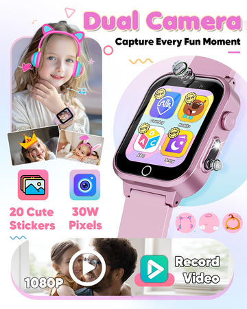 Smart Watch For Kids Toys For Ages 5-7,Ziegoal Dual Camera Kids Watches For Girls Toys Age 6-8,Christmas Birthday Gifts For 7 8 9 Year Old Girls,Kids Watch Learn Card Video Players Toys For Girls 8-10