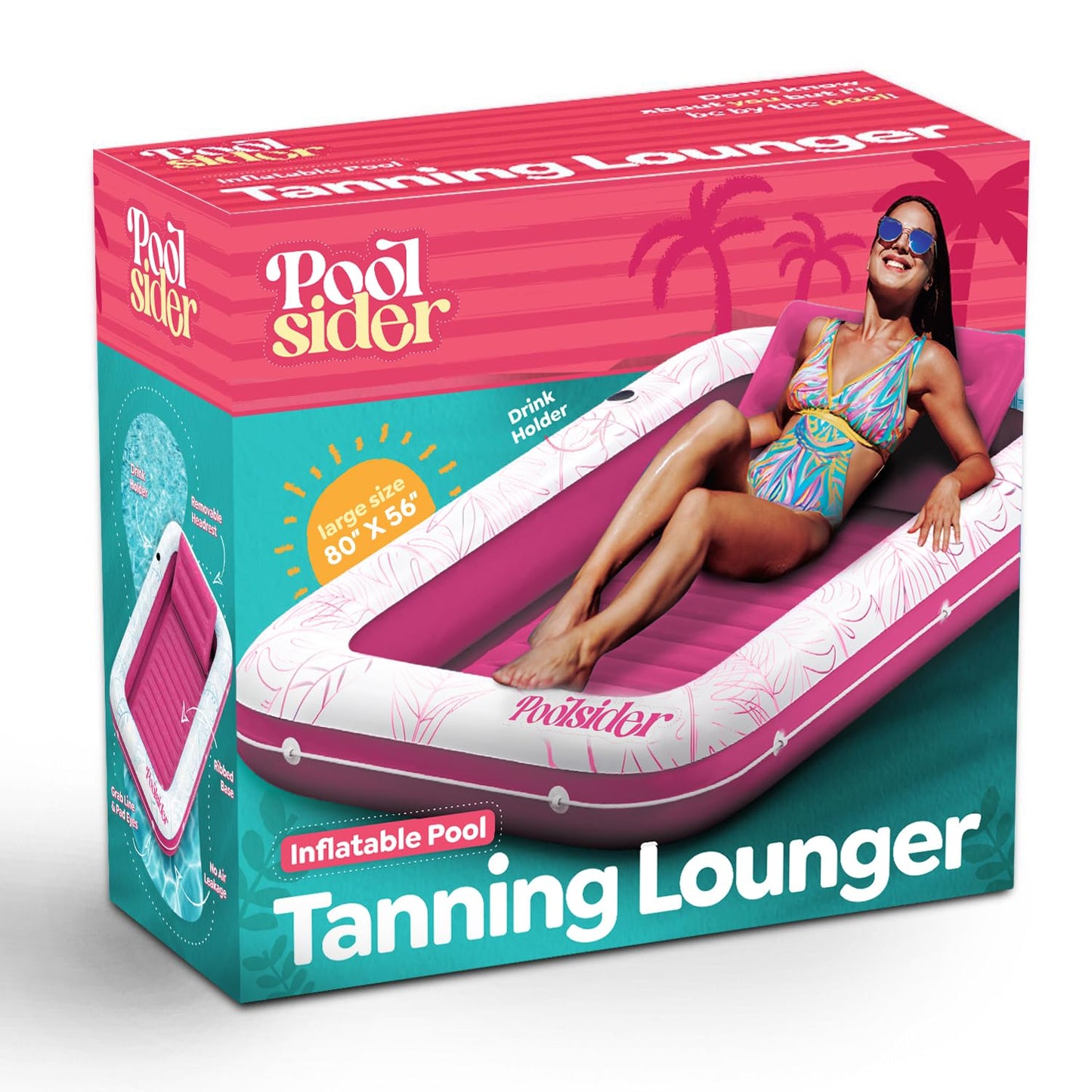 enhanced Inflatable Tanning Pool Lounger | XL Inflatable Tanning Bed for mature-themeds | Multipurpose Pool Floats | Inflatable Pool Float | Tanning Float - Pink