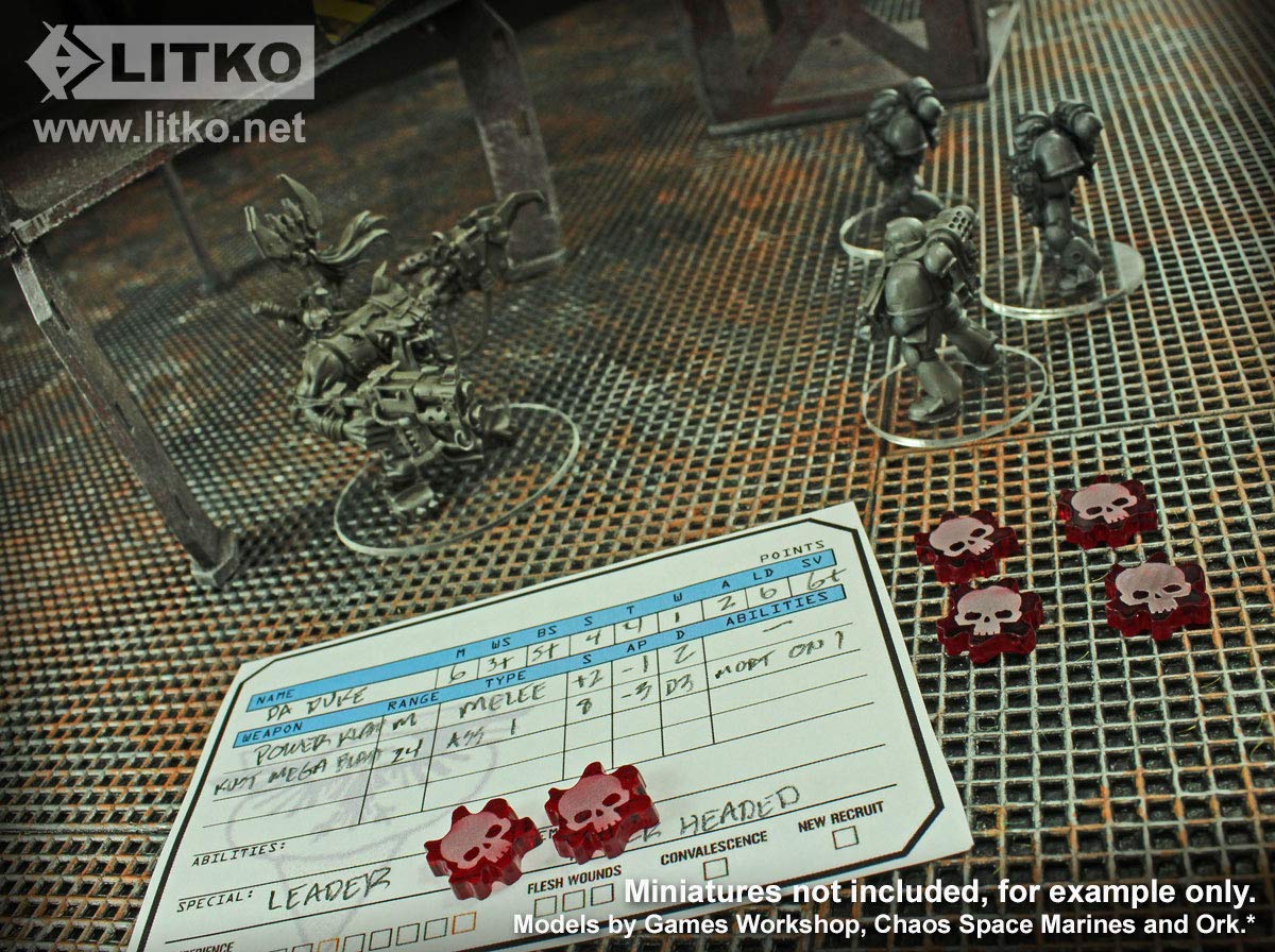 LITKO Flesh Wound Tokens Compatible with Warhammer: Kill Team  Translucent Red (15)